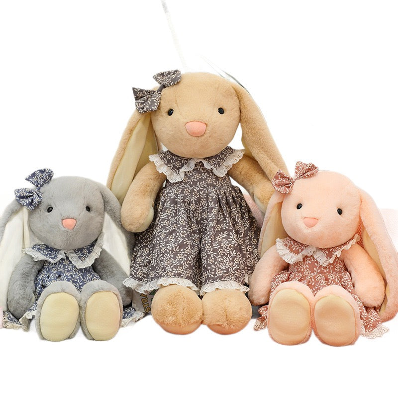 Floral Lop-Eared Bunny Plush