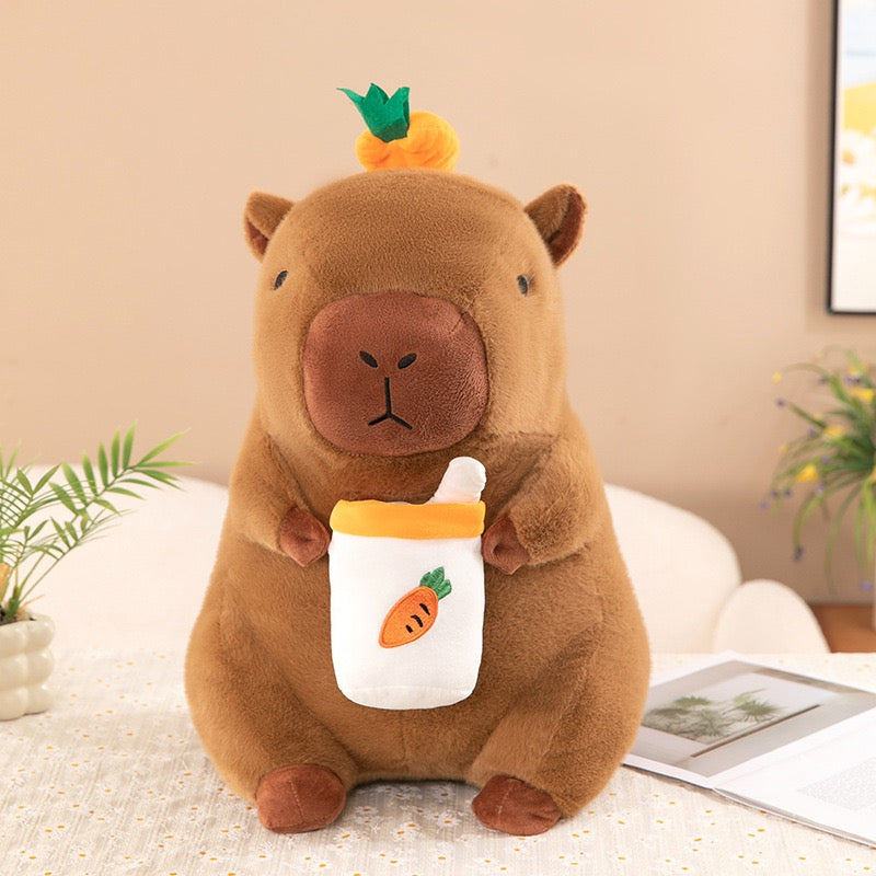 Cute Fruit Boba Capybara Plush