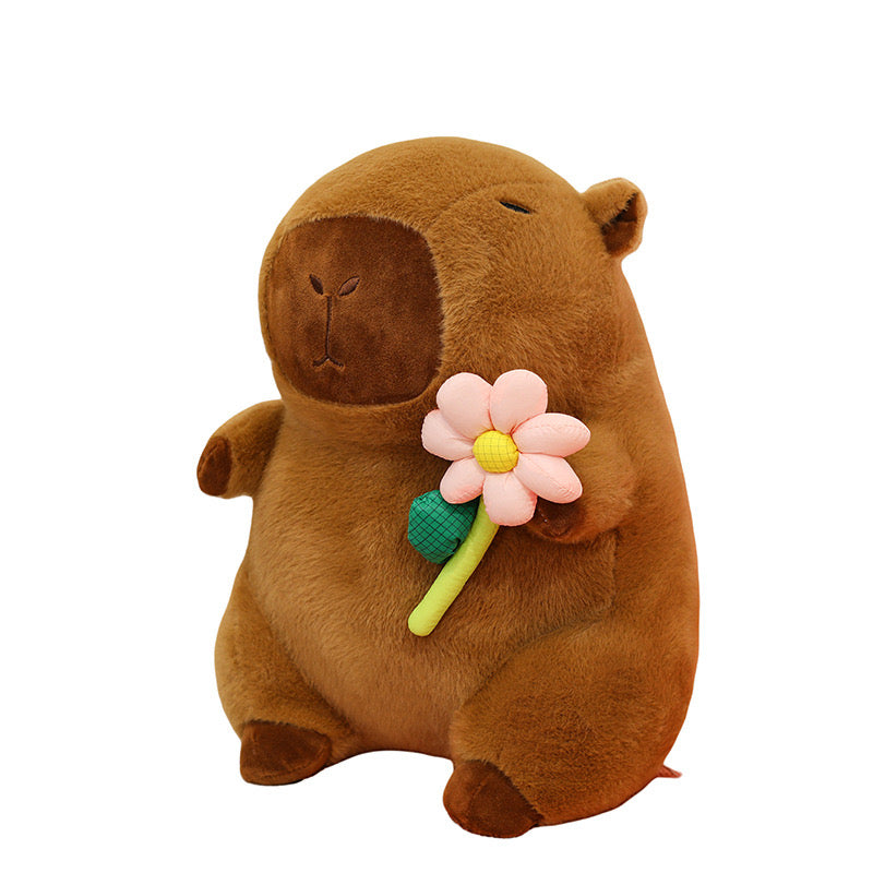 Flower-Hugging Capybara Plush