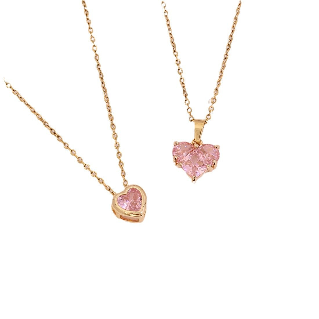 Pink Zircon Heart Pendant Necklaces