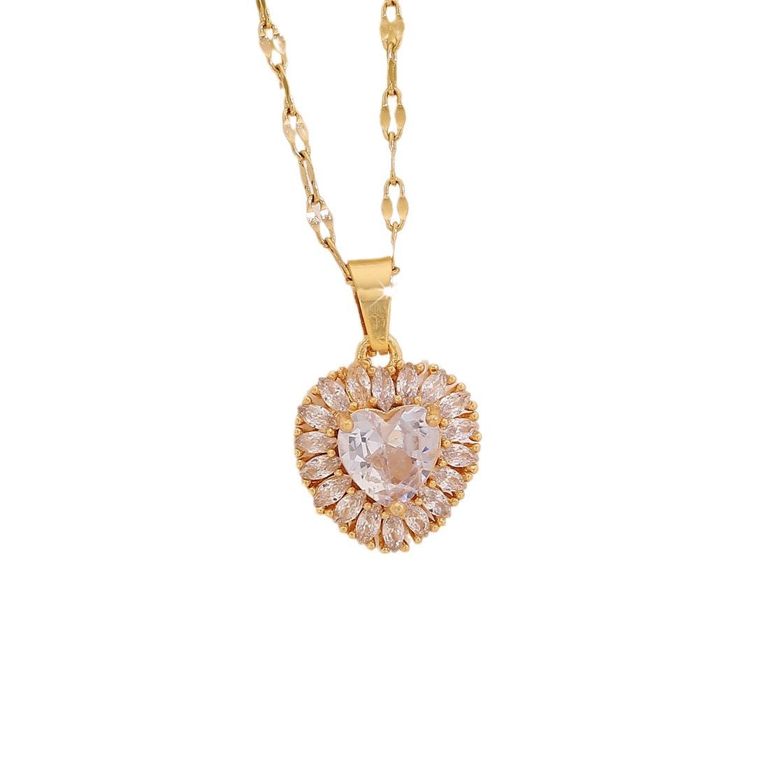 Fashion Zircon Heart Pendant Necklace