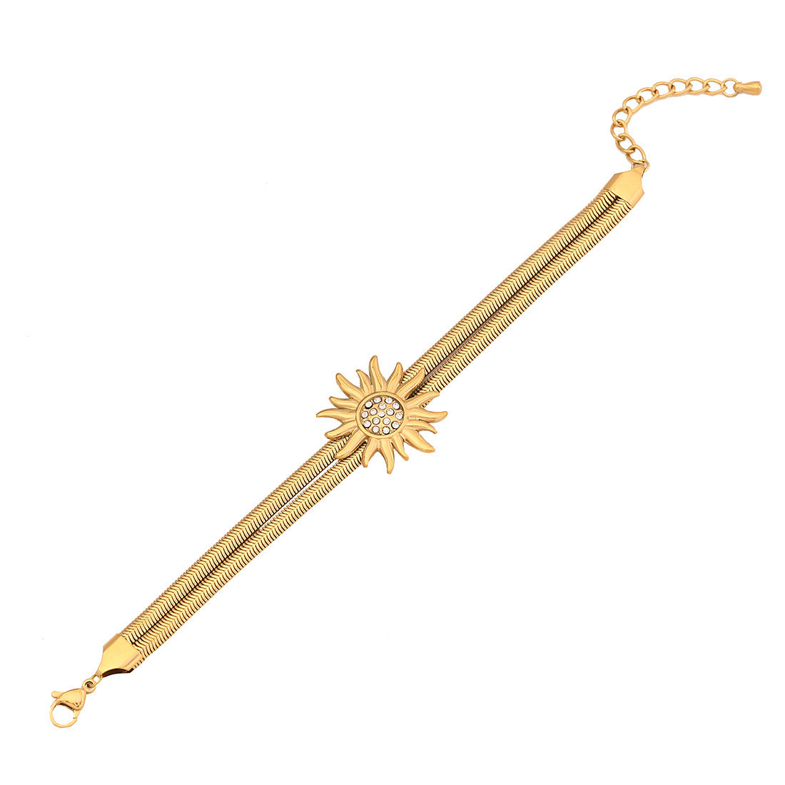 Floral Double-Layer Snake Chain Bracelet