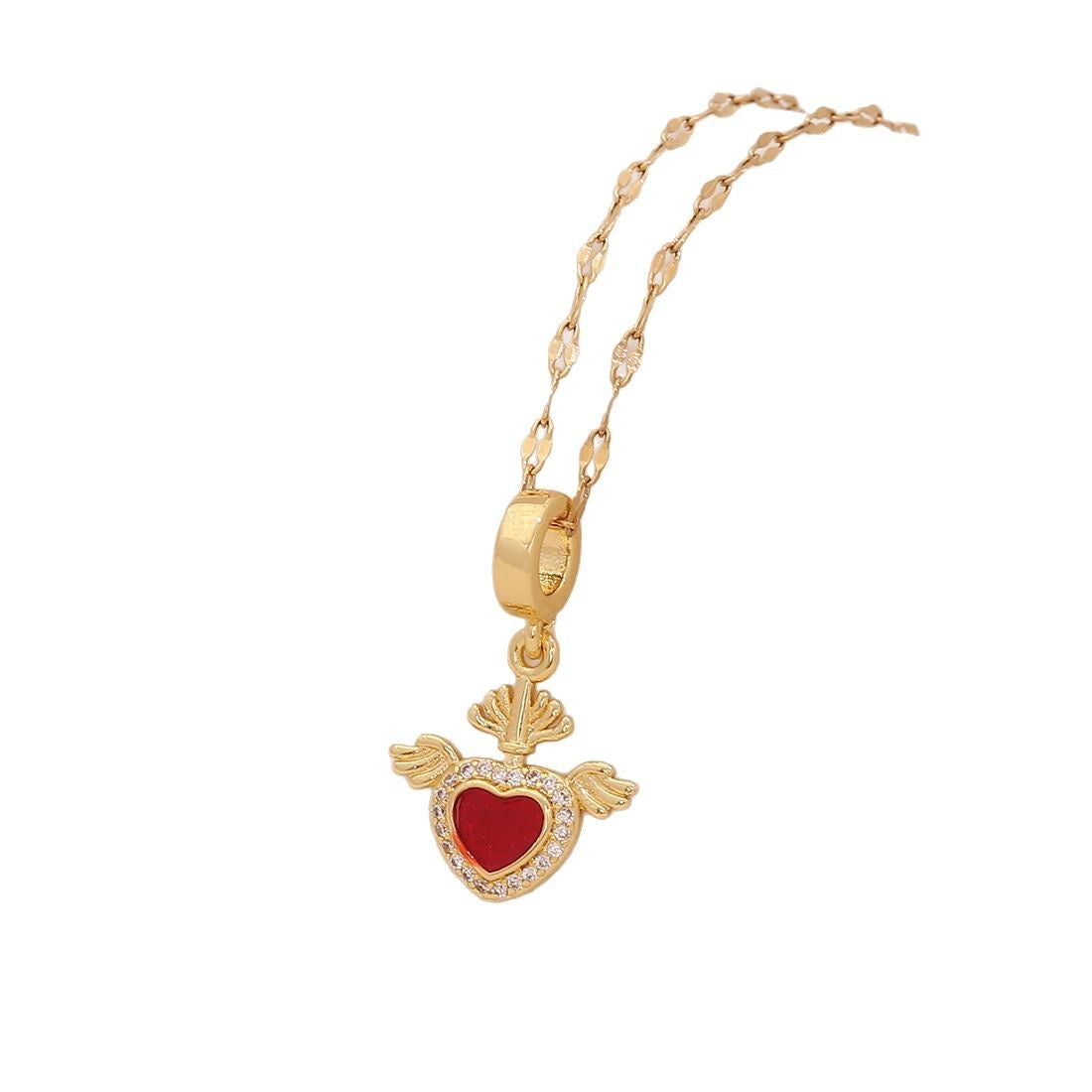 Four-Leaf Clover Heart Daisy Pendant Necklace
