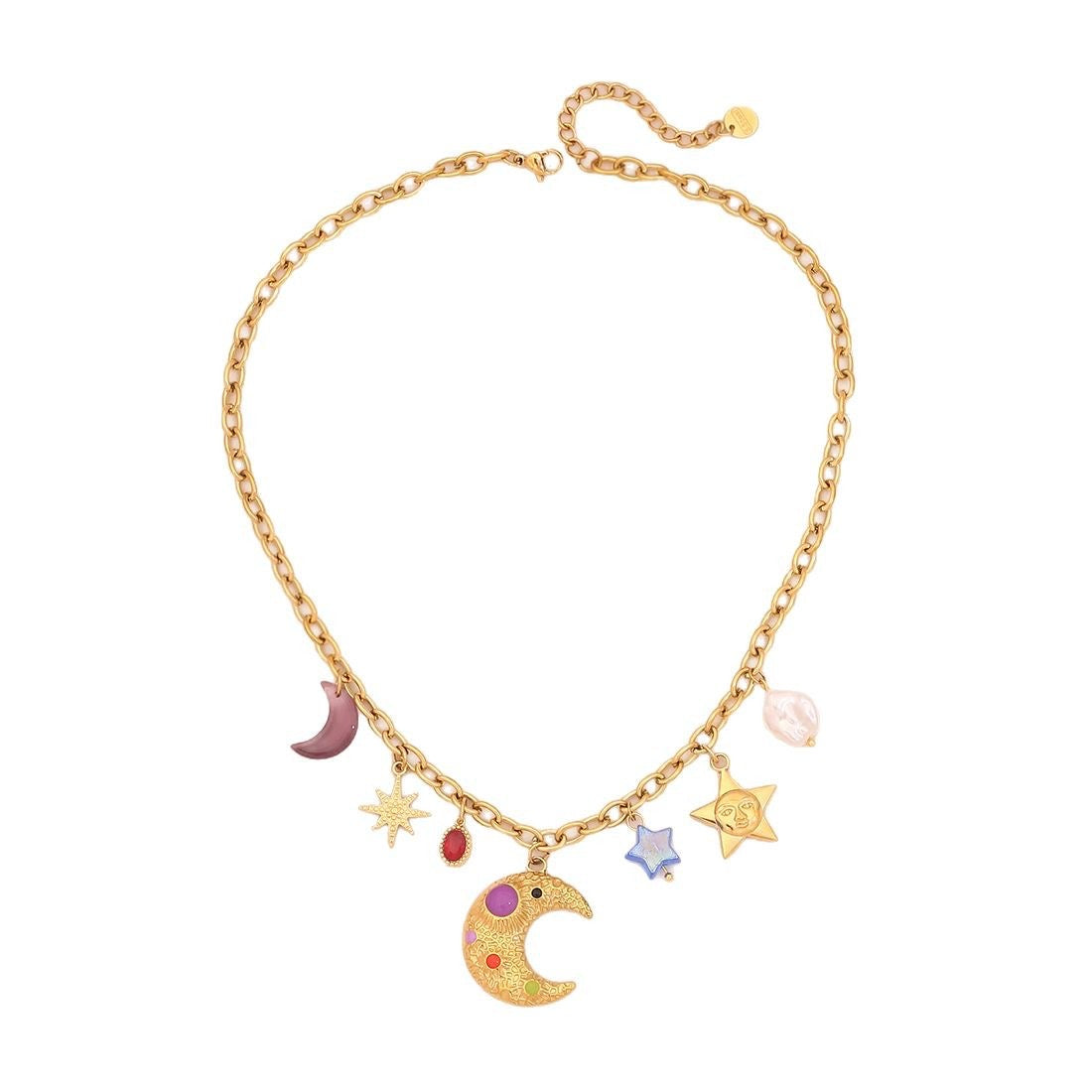 Star & Moon Glass Pearl Necklace