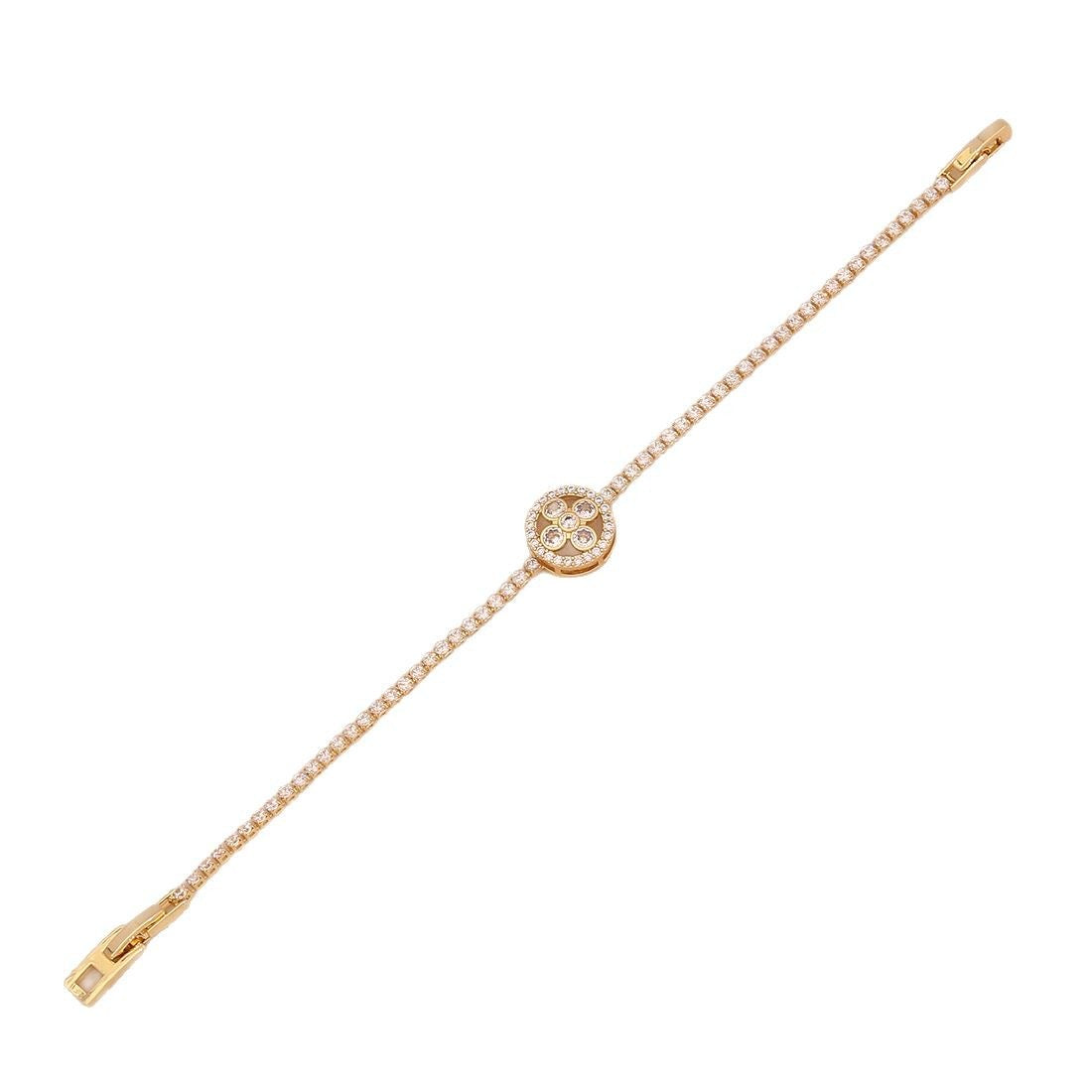 Zircon Heart 18K Gold-Plated Floral Bracelet