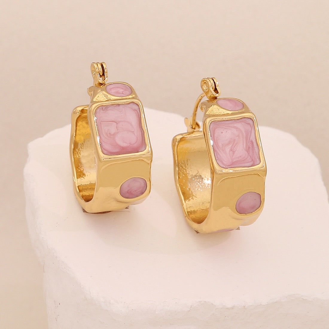 Geometric Irregular Enamel Stud Earrings