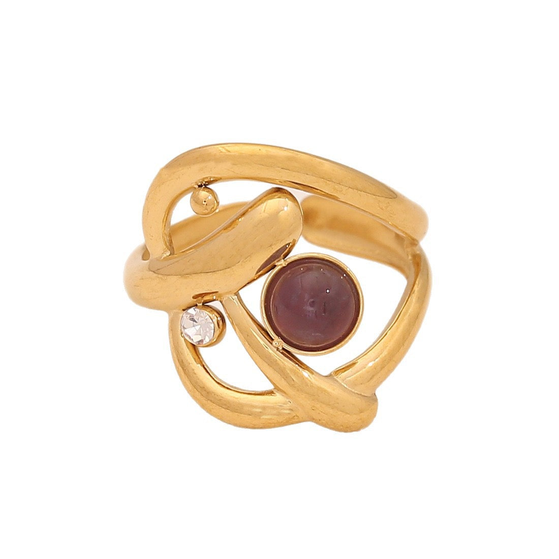 Vintage Amethyst Geometric Open Band Ring