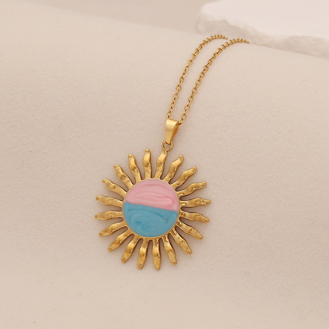 Spring Sunflower & Star Moon Necklace
