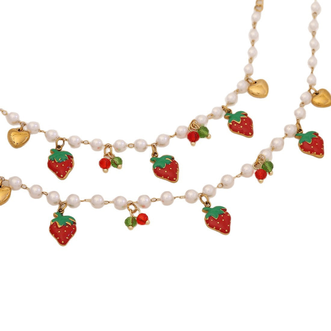 Strawberry Crystal Heart Necklace