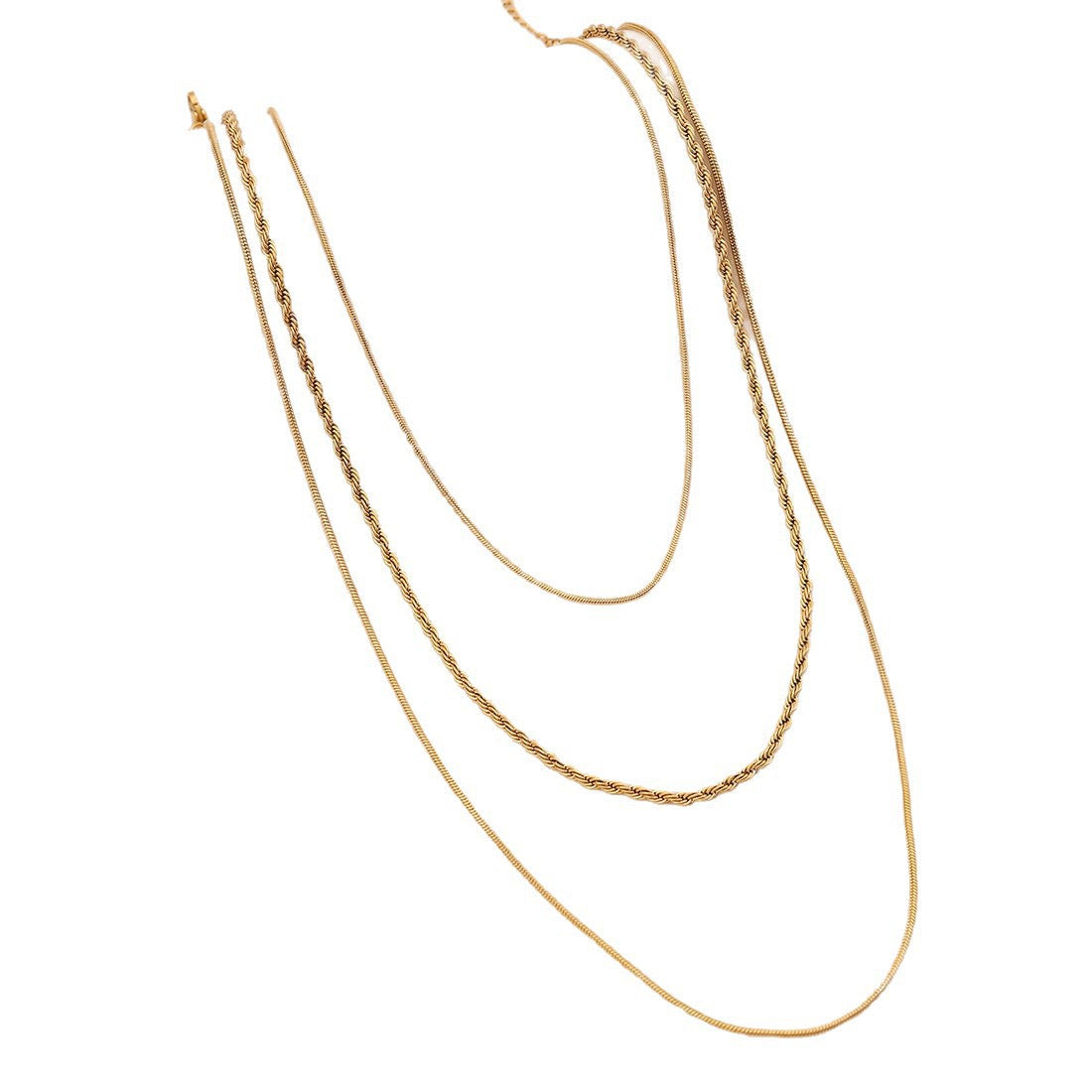 Golden Layers Triple Chain Necklace