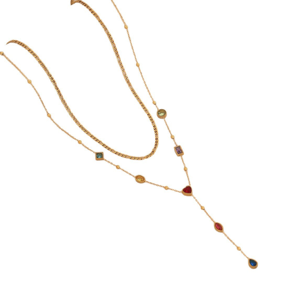 Aurora Glass Layered Y Necklace