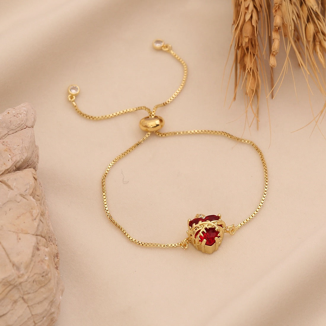 Crimson Heart Adjustable Bracelet