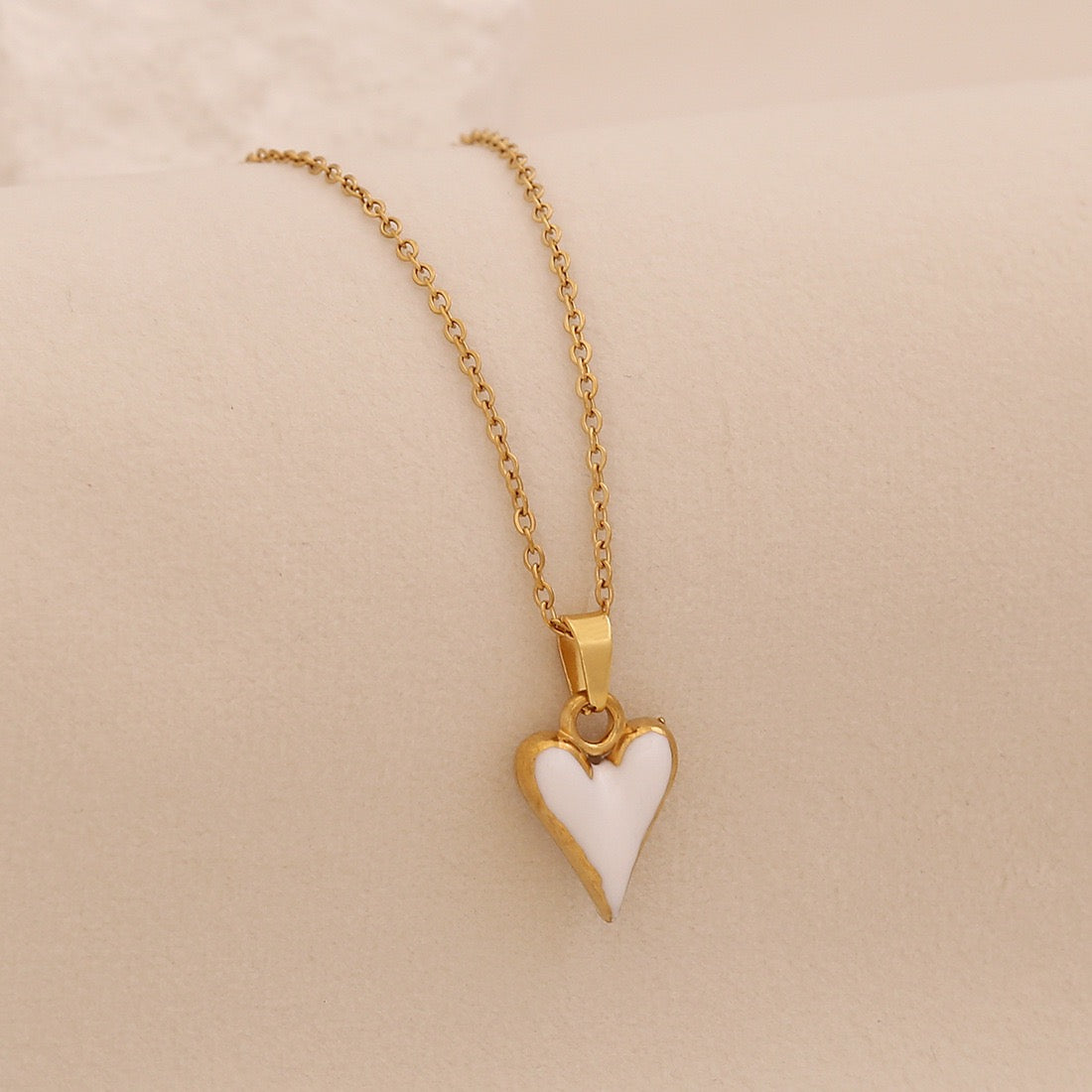 French Enamel Heart Necklace