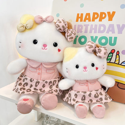 Leopard Bow Cat Plush