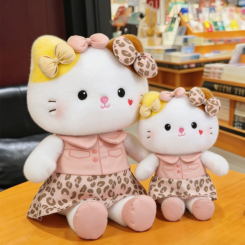 Leopard Bow Cat Plush