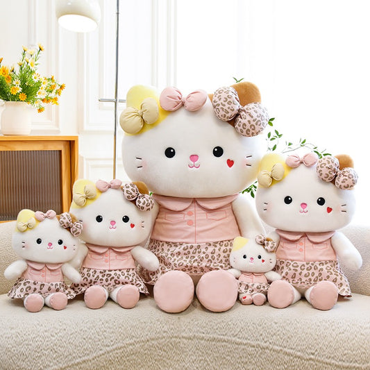 Leopard Bow Cat Plush