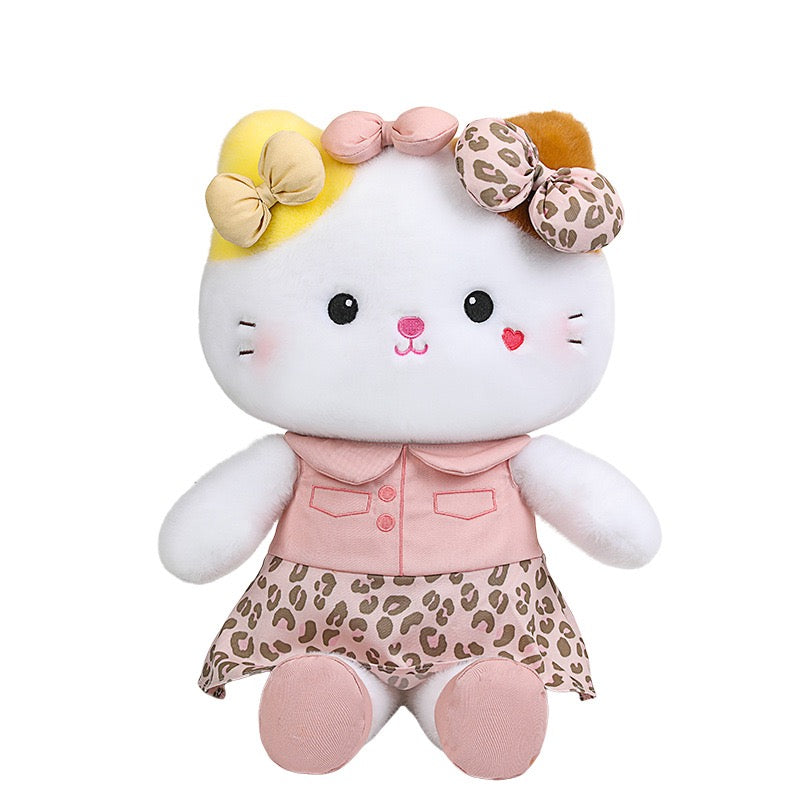 Leopard Bow Cat Plush