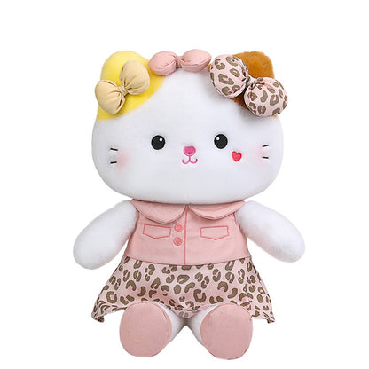 Leopard Bow Cat Plush