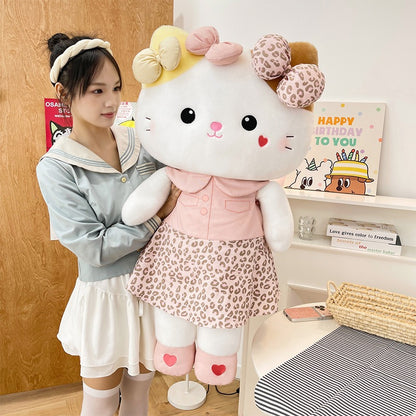 Leopard Bow Cat Plush