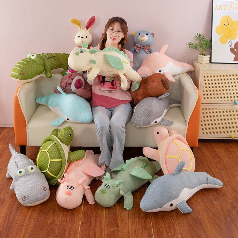 Chill Dino & Goose Flip Pillow