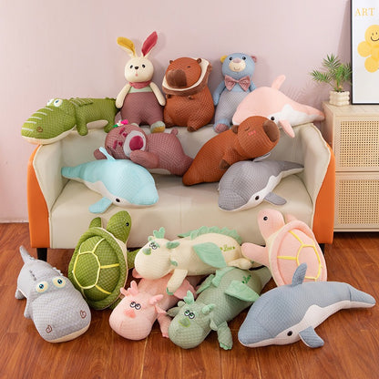 Chill Dino & Goose Flip Pillow
