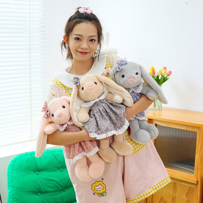 Floral Lop-Eared Bunny Plush
