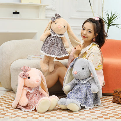 Floral Lop-Eared Bunny Plush