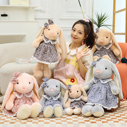 Floral Lop-Eared Bunny Plush