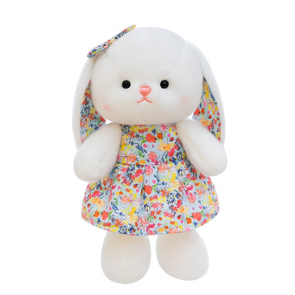 Floral Dress Sleepy Bunny Plush