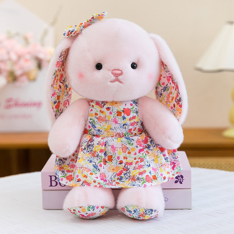 Floral Dress Sleepy Bunny Plush