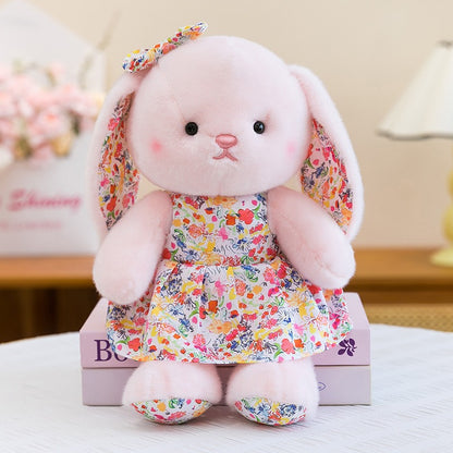 Floral Dress Sleepy Bunny Plush