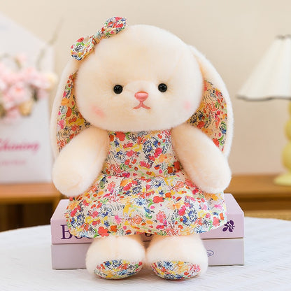 Floral Dress Sleepy Bunny Plush