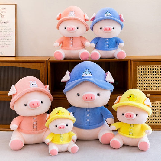 Colourful Sleepy Piggy Cuddle Plush