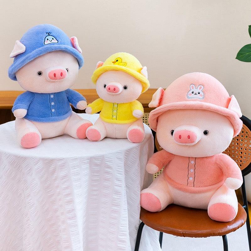 Colourful Sleepy Piggy Cuddle Plush