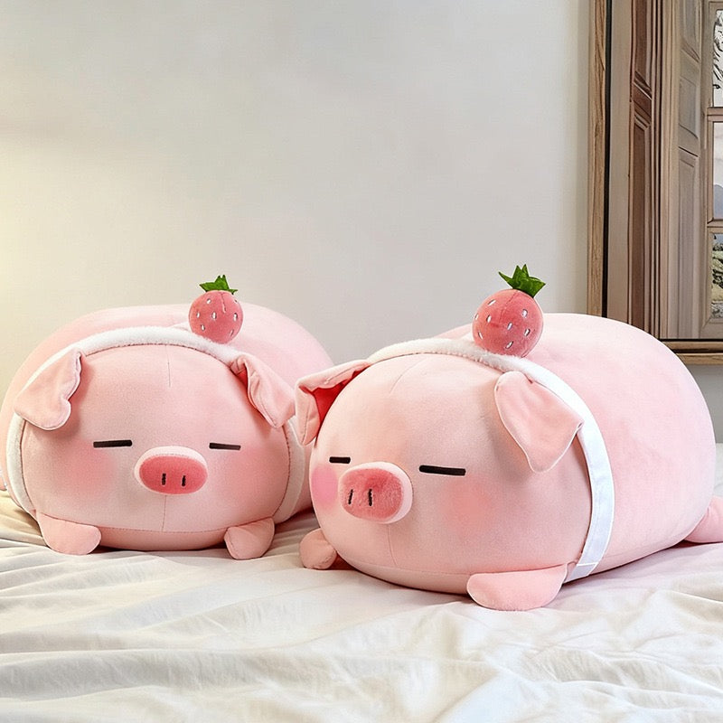 Strawberry Piggy Cuddle Pillow
