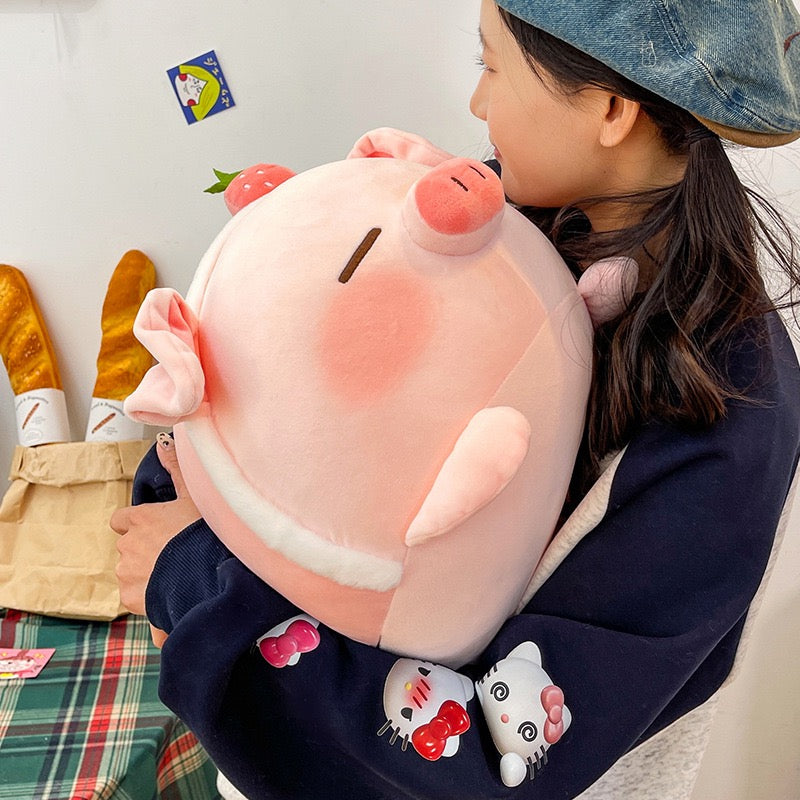 Strawberry Piggy Cuddle Pillow