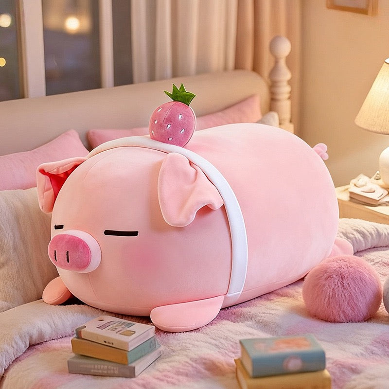 Strawberry Piggy Cuddle Pillow