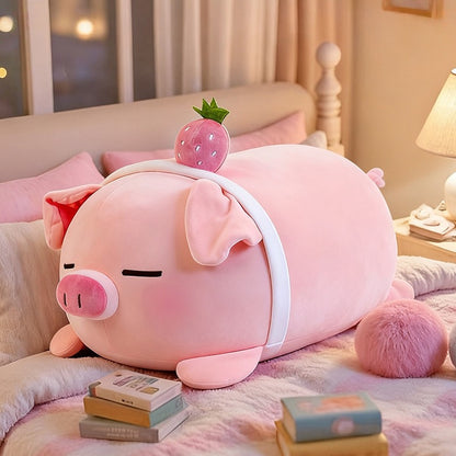 Strawberry Piggy Cuddle Pillow