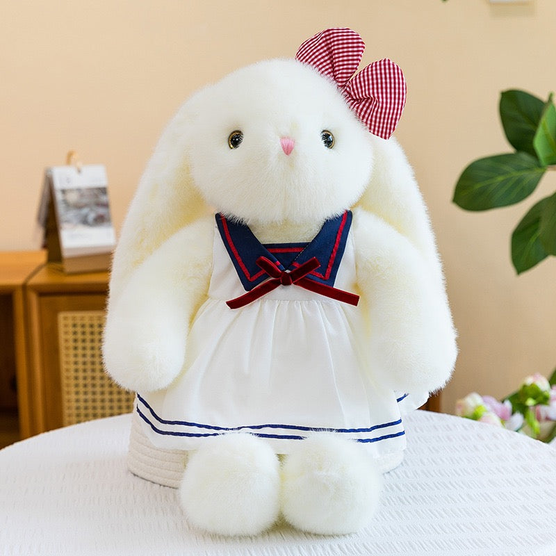 Navy Overalls Bunny Desk Plush
