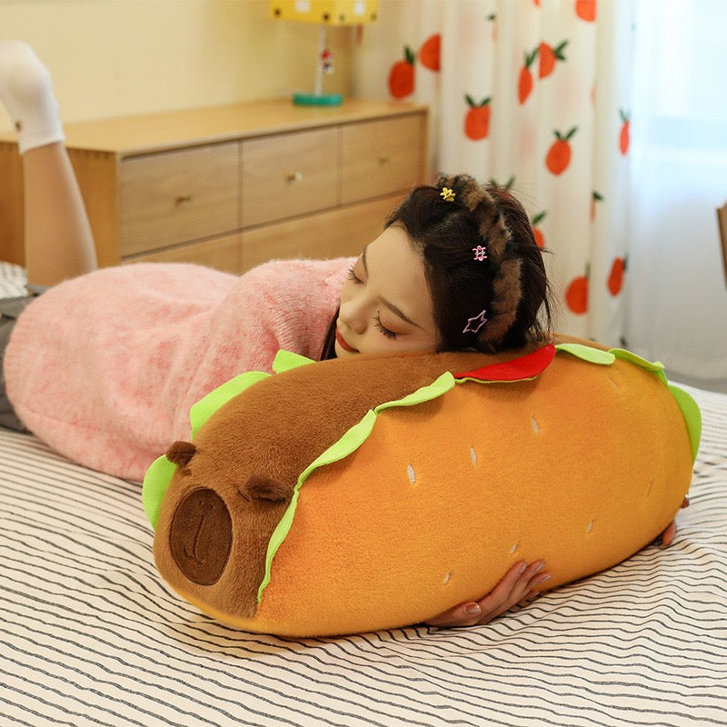 Hot Dog Capybara Plush Pillow