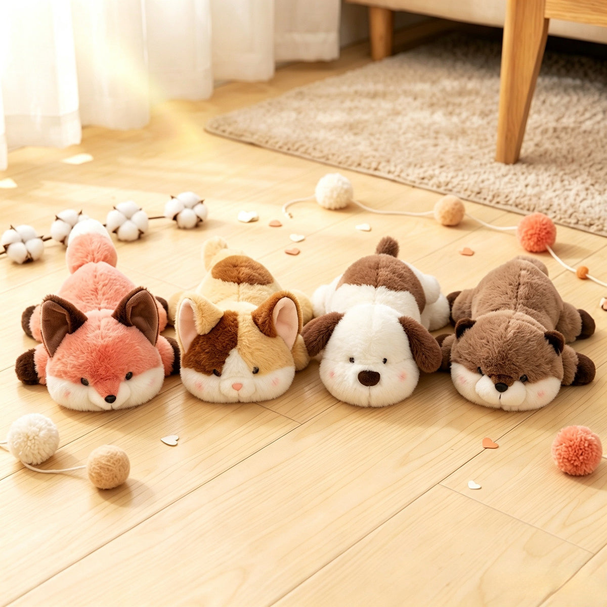 Fluffy Lying Down Animal Plush