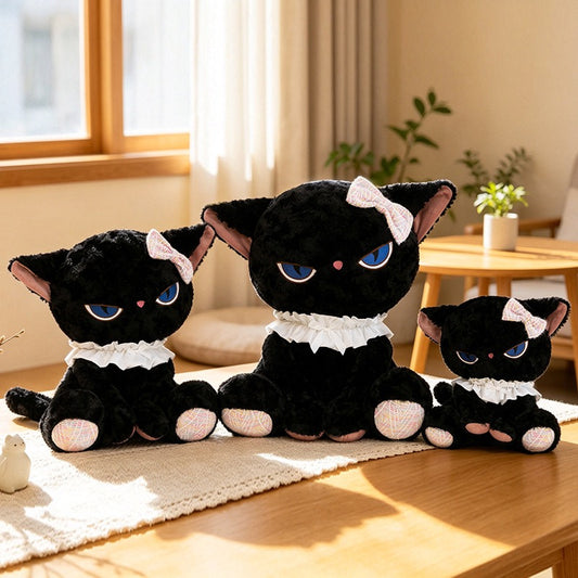 Blue Eyed Black Cat Cuddle Plush