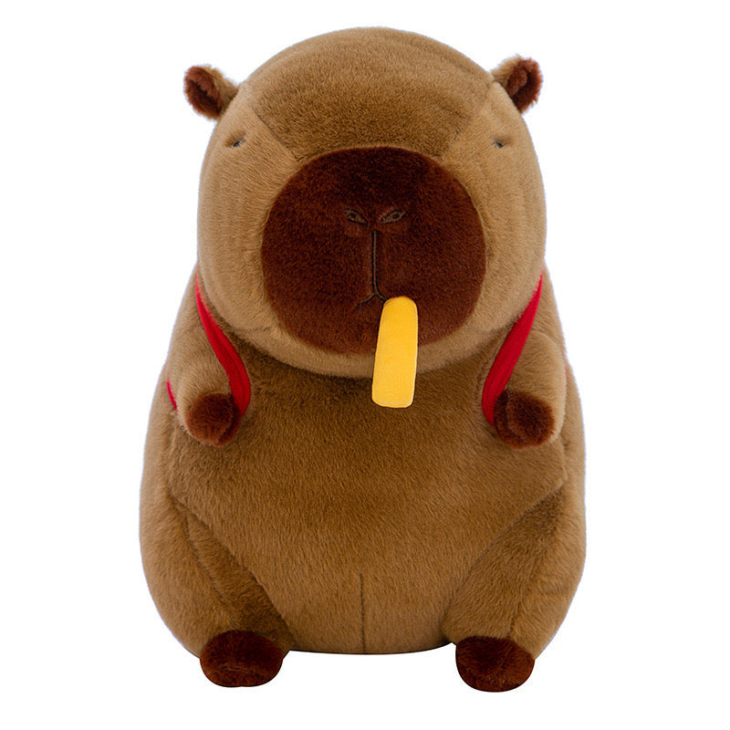 Capybara Plush with Stretchable Fries Backpack
