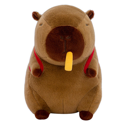 Capybara Plush with Stretchable Fries Backpack