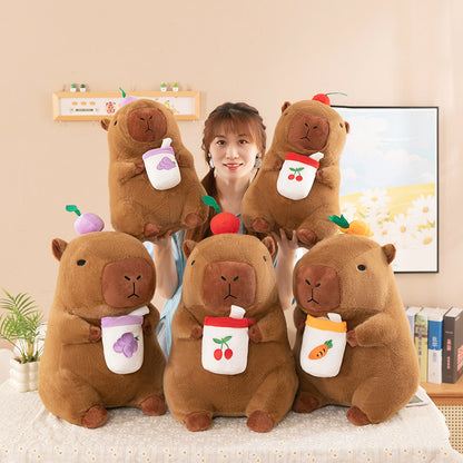 Cute Fruit Boba Capybara Plush
