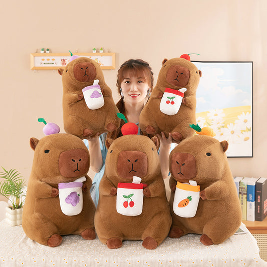 Cute Fruit Boba Capybara Plush