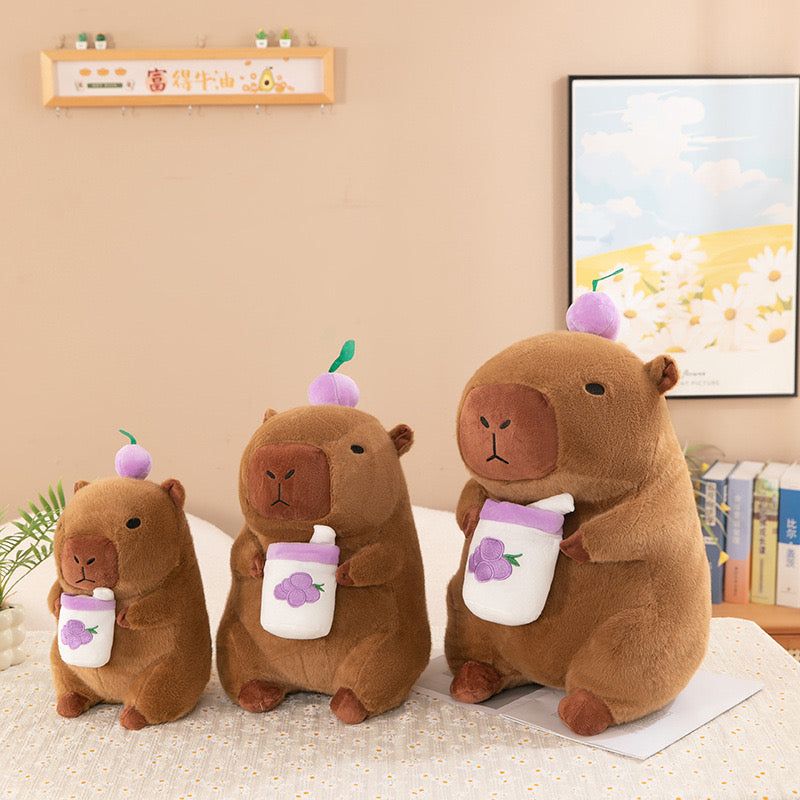 Cute Fruit Boba Capybara Plush