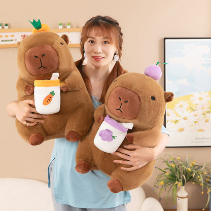 Cute Fruit Boba Capybara Plush
