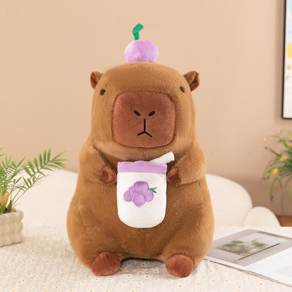 Cute Fruit Boba Capybara Plush