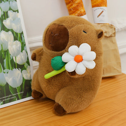 Flower-Hugging Capybara Plush
